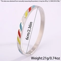 Bracelet en acier titane argenté avec des gouttes d'émail colorées et diamètre de 6 cm - émail Losange Argenté