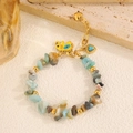 Détail du bracelet en pierres naturelles avec breloque éléphant dorée et pendentif cœur - Bracelet Pendentif Cœur Éléphant Pierre Naturelle