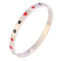 Silver stainless steel bangle with poker motifs and side clasp closure for women - Silver
