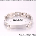 Bracelet en acier inoxydable argenté style montre avec dimensions 22cm et 0,9cm de large - Chaîne Creuse Plaque Courbée Bracelet de Montre / Argent