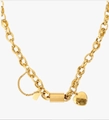 Bracelet à maillons épais dorés avec pendentif cœur style industriel vintage - Collier / Collier Cœur Or avec Chaîne