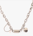 Silver chunky chain bracelet with heart charm and pave crystal detail in stainless steel - Silver Heart with Chain Necklace