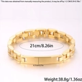 Bracelet gourmette pour homme en acier inoxydable doré, longueur 21 cm et largeur 0,7 cm - Chaîne Plaque Courbée Bracelet de Montre / Or