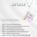 Collana con ciondolo a libro rosa in argento con incisione My Love e chiusura a cuore - Stile Amante / Argento