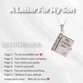Collana medaglione a libro argento con incisione My Little Hero per figlio in acciaio - Stile Ragazzo-Eroe / Argento