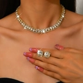 Sparkling crystal necklace and earring set with shimmering rhinestones for special events - 1479 Gold