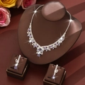 Elegante conjunto de joyas de novia en plata con cristales gota púrpura y pedrería brillante - Morado (1635)