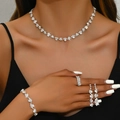 Exquisites Brautschmuck-Set mit Perlen und Strass Halskette Armband und Ohrringen - Strass Silber Halskette Ohrringe Armband Ring