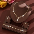 Elegant gold alloy jewelry set with pearls and rhinestones for bridal wedding parties - Artificial Pearl Branch Style (1668) / Gold