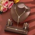 Luxurious gold-tone tassel necklace and earrings set with sparkling crystals - HB849783 Set / Gold