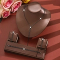 Elegant black rhinestone jewelry set with tassel necklace, bracelet and earrings - HB849783 Set / Rose Gold