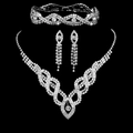 Luxury silver bridal jewelry set with sparkling rhinestones, necklace and earrings - 768+746 Silver 3-Piece Set