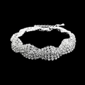 Lussuoso bracciale largo con strass e texture a onde, con catenina regolabile per feste - Bracciale (788)