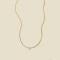 18K gold plated necklace featuring a round pavé diamond circle pendant and textured chain - Zirconia Round Link Chain