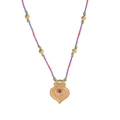 Evil Eye Tarot Heart Pendant Necklace with purple woven cord and 18k gold plating - Purple Rope Heart Necklace