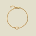 Bracelet chaîne à maillons plaqué or 18K avec un fermoir rond poli élégant et chic - Bracelet Rond en Zircone