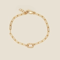 Bracelet chaîne trombone ajustable plaqué or 18K avec maillon ovale et fermoir homard - Bracelet Chaîne Trombone Fermoir Ovale