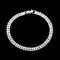 Set gioielli da sposa con strass di cristallo argento per matrimoni ed eventi - 783 Bracciale Elastico a Doppia Fila / Argento/Trasparente