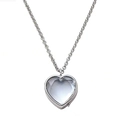 Silver heart locket necklace with transparent crystal pendant on minimalist chain - Silver Heart Glass Necklace
