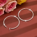 Stunning silver oversized hoop earrings featuring paved rhinestones for parties - Silver (Size 8)
