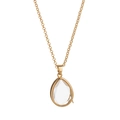 Vintage 18k gold plated openable locket necklace with pear cut crystal pendant - Teardrop Transparent Locket Necklace