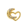 Détail d'un pendentif locket cœur et lune en or avec pierres de cristal brillantes - Breloque Lune Cœur Gemme (Pendentif Uniquement)