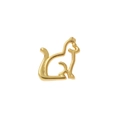 Vue détaillée d'un pendentif chat plaqué or minimaliste avec une finition métal polie - Breloque Chat Or (Pendentif Uniquement)