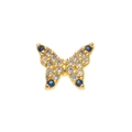 Détail d'un pendentif papillon doré orné de diamants blancs et de saphirs bleus - Breloque Papillon Pavé (Pendentif Uniquement)