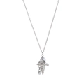 Schattige parel ijsje hanger ketting met strik accent in zilveren afwerking - Crème Ijs