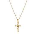 Collier vintage plaqué or 18K avec pendentif croix artistique et détail en zircone - Septembre