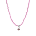 Bracciale di perline rosa con ciondolo a cuore e perle sfaccettate scintillanti - Rosa