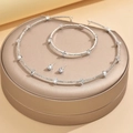 French style jewelry set with crystal necklace, bracelet and earrings for formal dresses - Silver