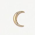 Polished 18k gold crescent moon pendant with sparkling inlaid zircon stones - Crescent DIY Accessory