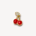 Chic 18k gold plated cherry pendant with vibrant red spheres and crystal-set golden leaves - Cherry DIY Accessory