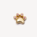 Golden cat paw pendant with polished finish and four inlaid pink round gemstones - Cat Paw DIY Accessory