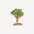 Elegant 18k gold plated tree pendant with sparkling green zircon leaves on white background - Tree DIY Accessory