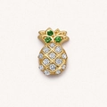 Pineapple pendant in 18k gold with white cubic zirconia and green gemstones - Pineapple DIY Accessory