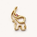 Golden elephant pendant with a pink gemstone center and hollowed-out vintage design - Elephant DIY Accessory