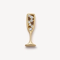 Elegant 18k gold champagne glass pendant with sparkling zircon inlays for DIY jewelry - Wine Glass DIY Accessory