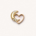 14K gold plated crescent moon and heart charm pendant set with sparkling clear zircons - Moon Heart DIY Accessory