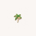 Pendentif palmier doré avec feuilles d'émeraude verte et pierre centrale brillante - Breloque Palmier (Pendentif Uniquement)