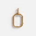 Pendentif médaillon octogonal en or vintage avec verre transparent et bélière en cristal - Pendentif Médaillon Taille Émeraude