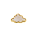 Pendentif médaillon en forme de nuage avec bord doré ondulé et incrustation blanc nacré - Breloque Nuage Émail (Pendentif Uniquement)