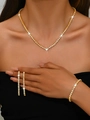 Parure de bijoux dorés avec collier et boucles d'oreilles en zircon jaune éclatant - Or (Ensemble de 3 pièces)