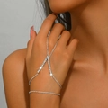Zilveren V-vormige vingerarmband met zirkonia en handrugketting voor dames - 1488 zilver (Standaard)