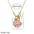 Golden seashell and starfish pearl necklace with pink scallop shell pendant and 40cm chain - Purple