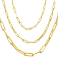 3mm/4mm 18k gold plated stainless steel paperclip chain necklaces in three layered sizes - Flat Paperclip 40+5cm/3mm