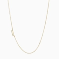 Minimalist 18K gold plated cable chain necklace with unique oval link ornament - Letter Q