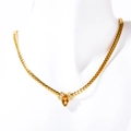 Collana a serpente in acciaio al titanio dorato con ciondolo in zircone marquise giallo - Marrone chiaro