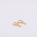 Elegant gold huggie hoop earrings with rectangular yellow zircon stone pendants - November (Yellow)